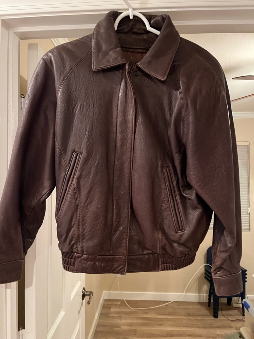 Women’s Bomber-Style Brown Leather Jacket